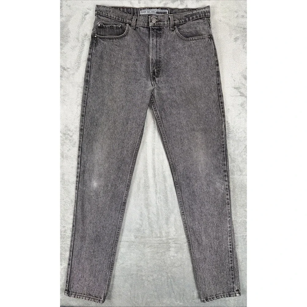 vintage levi's 512 silver tab denim jeans‎ size 34x33 acid wash black grunge 90s